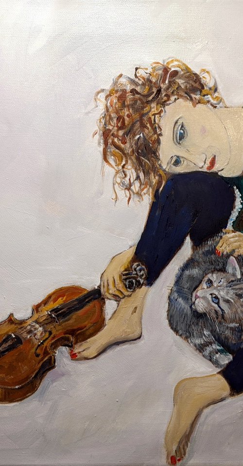 Cat & Fiddle, Tribute to Egon Schiele by Chris Walker