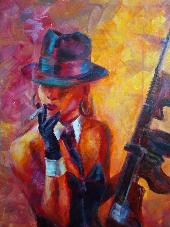 Beautiful. Dangerous. Hot. Acrylic Expressive Woman Portrait