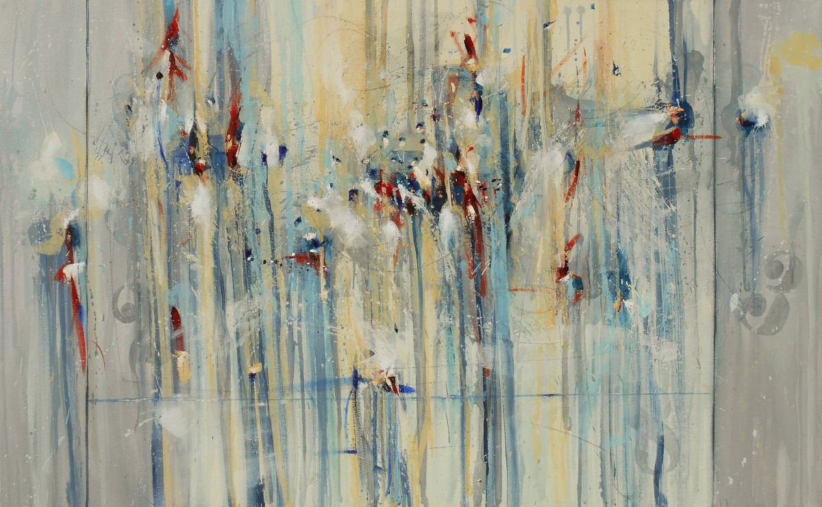Abstract art - Promenade of Passion - 30 x 48 IN / 76 x 122 CM - Large Abstract Oil Painti... by Cynthia Ligeros