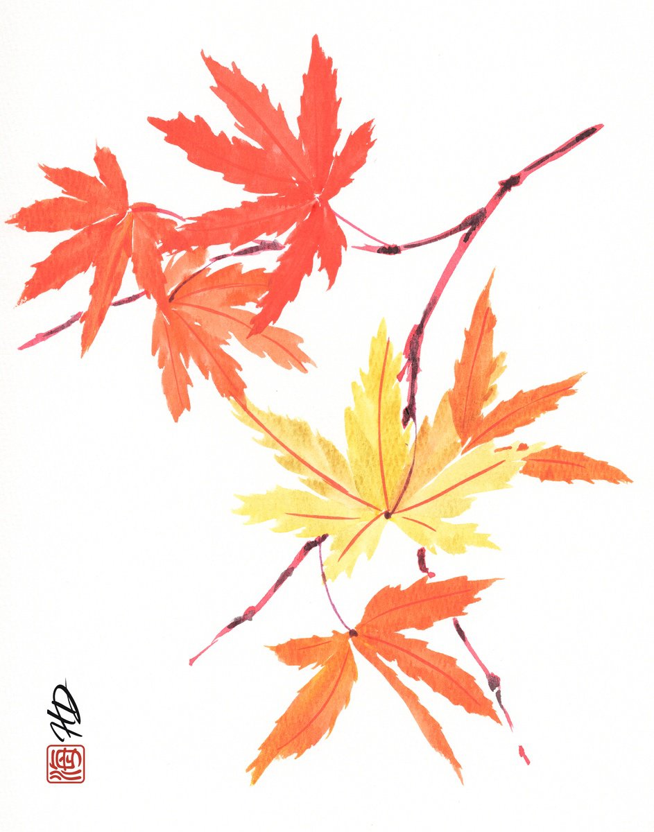 Hai Doan | Original Watercolour | Autumn’s Quiet Dance | 23 X 30Cm | Artwork For Sale On Artfinder