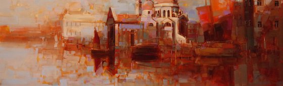 Venice in Gold Original oil painting  Handmade artwork One of a kind Large Size