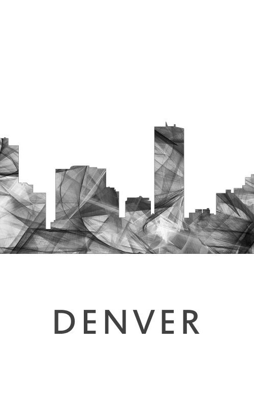Denver Colorado Skyline WB BW by Marlene Watson