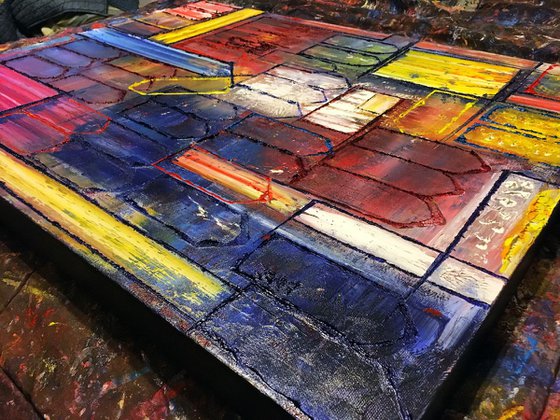"Take It From Me" - FREE USA SHIPPING - Original Large PMS Abstract Diptych Oil Paintings On Canvas - 54" x 24"