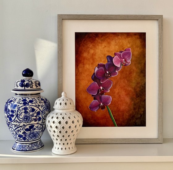 Purple Sensation Orchid Mixed Media Painting