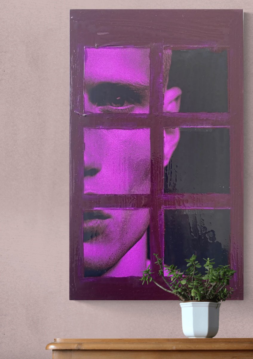 Portrait Painting By Jerome Cholet, 12 X 20, Unknown Guy Pink, Original Artwork