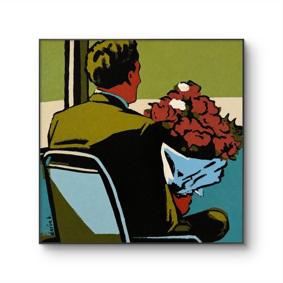 Man in Bus Small Original Painting