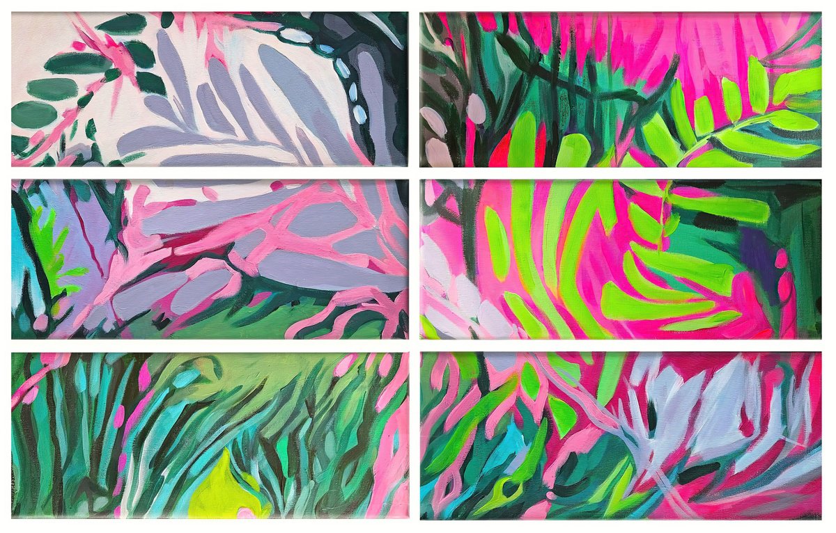 Abstract Acrylic Painting By V+V Kniazievi, 45 X 30", After Rain #10, Original Artwork