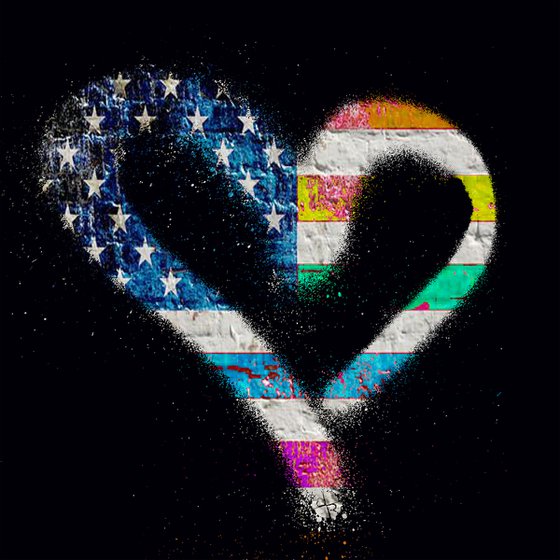 LGBT LGBTQ Vintage Rainbow american flag gay pride transgender Heart Love