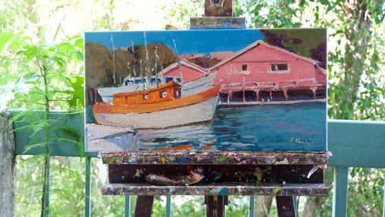 Orange Boat and Pink House