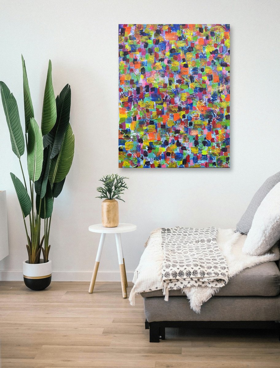 Organic Abstract Acrylic Painting By Paul Baaske, 16 X 20", Life In Technicolor, Original Artwork