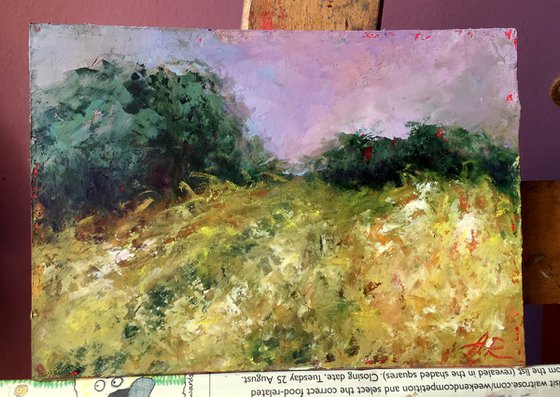 July Miniature Oil Pastel Painting