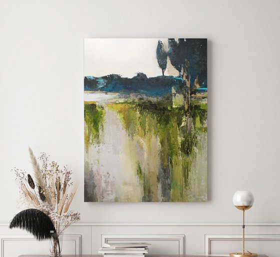 "Northern forest" Green abstract nature art