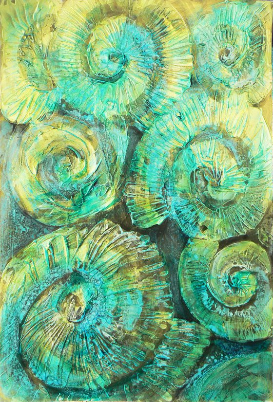 Ammonite (textured artwork of a fossil ammonites) #3