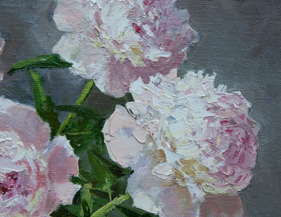 Flowers. Peonies. Oil painting. Floral still life. 20 x 24