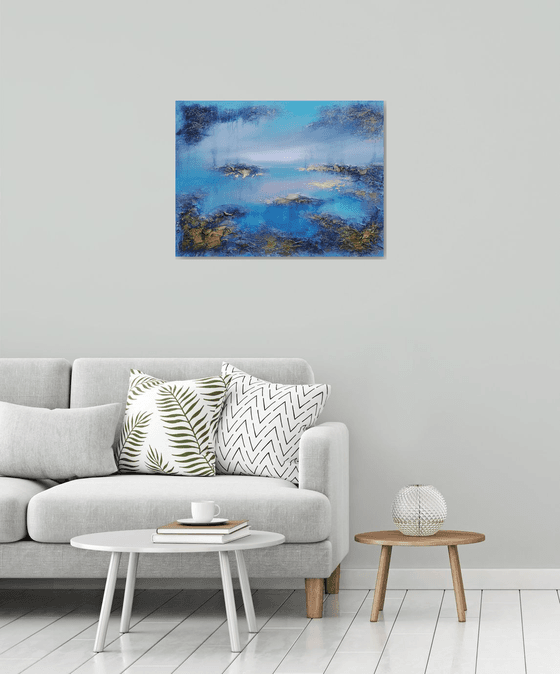 A large original modern abstract structured mixed media painting "Calmness" from "Tenderness" Series