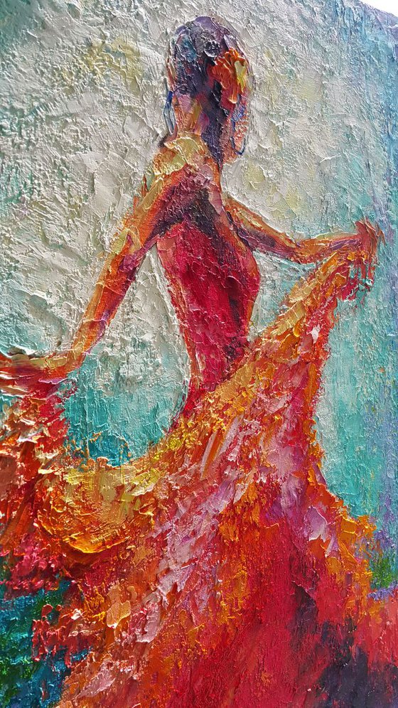 Painting original " Spanish Dance ", oil, canvas, impasto, palette knife