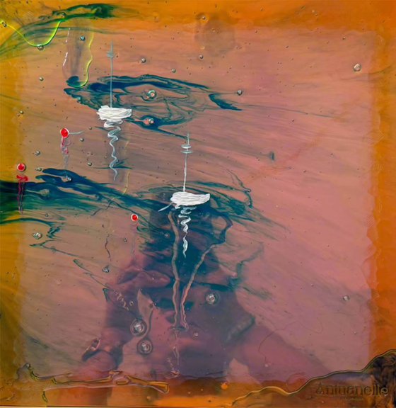 St Tropez Boats Artwork   Anchored FRAMED