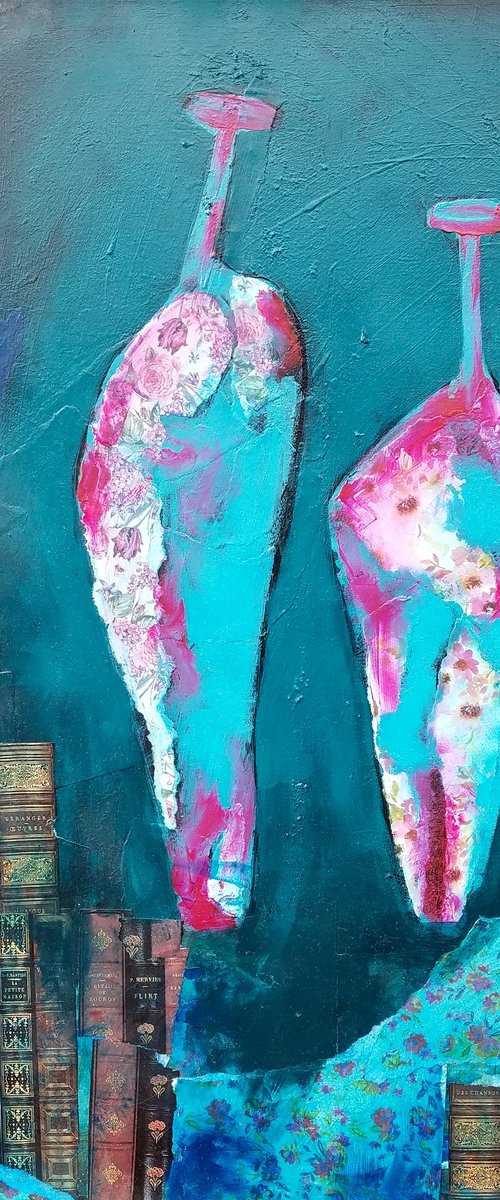 Teal & Rose Vases by Kevin Blake