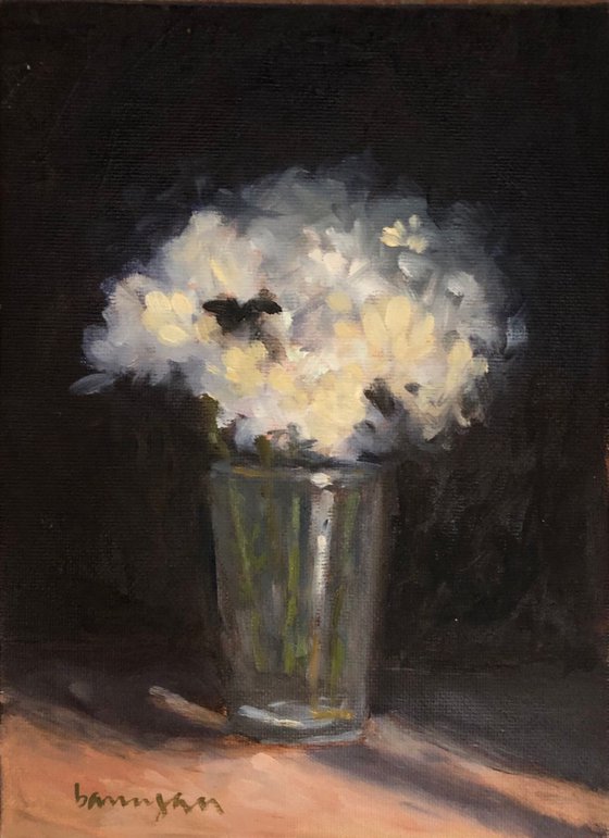 My Little White Wildflowers Still Life Oil Painting