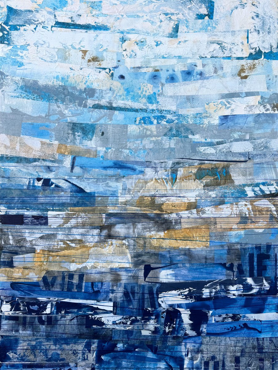 Abstract Collage By Adam Collier Noel, 30 X 40, Stratos, Original Artwork