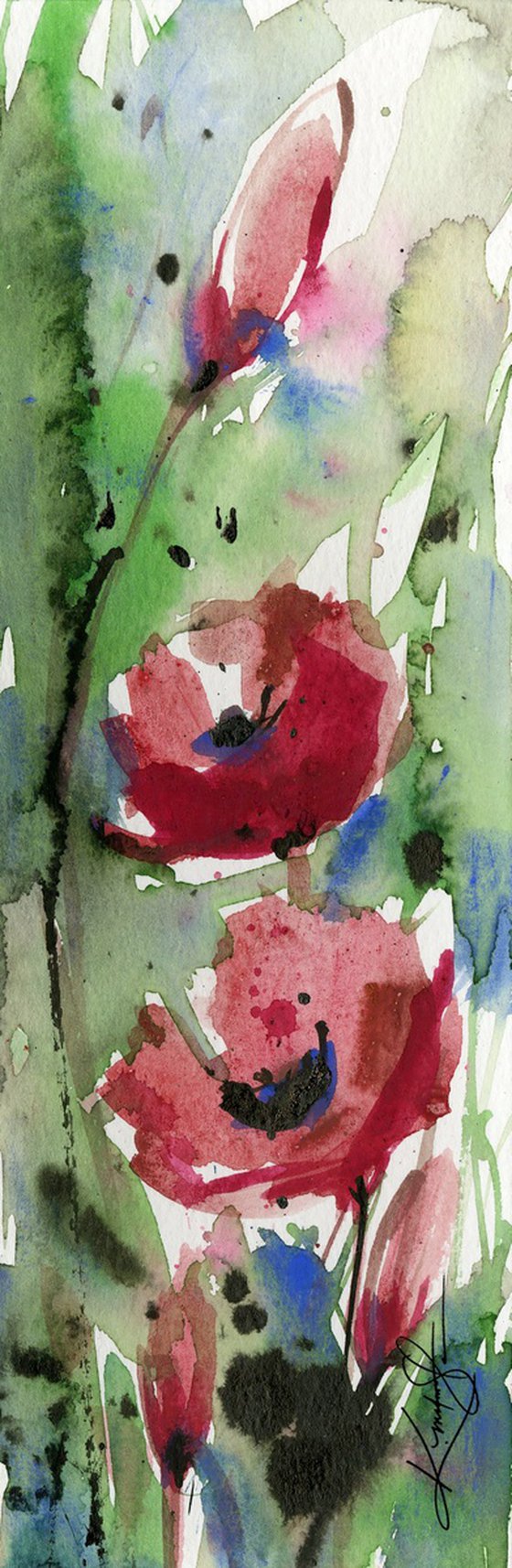 Poppy Love Collection 4 -  3 Watercolor Flower Paintings by Kathy Morton Stanion