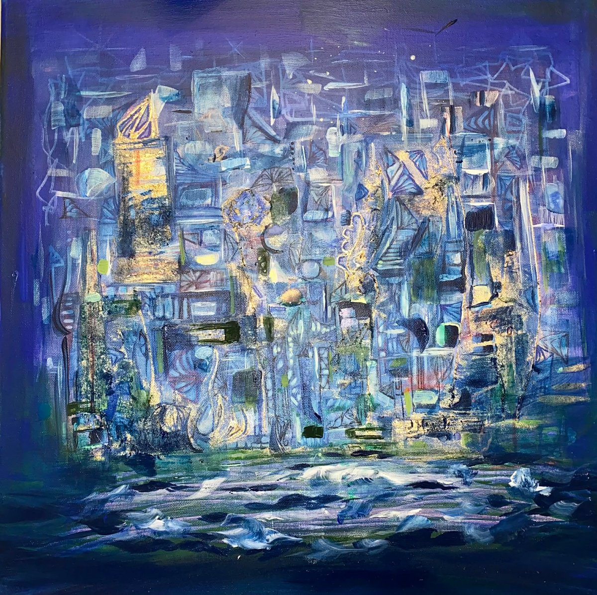  Blue Sands Of Time By Samah Kthar, 20 X 20, Artwork For Sale On Artfinder