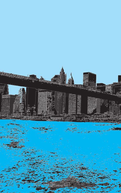 Brooklyn Bridge 2 NY on blue by Keith Dodd