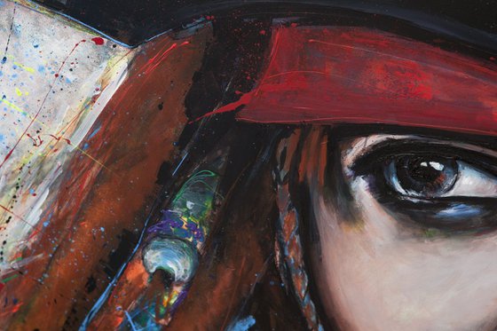 Jack Sparrow - Acrylic Portrait Painting Large