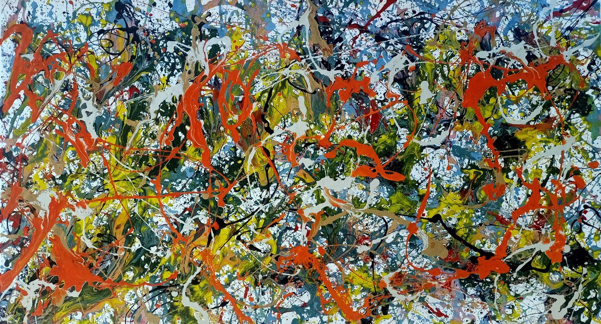 Impressionistic Botanical Oil Painting By Antonino Puliafico, 71 X 41, Arancia Splash, Original Artwork