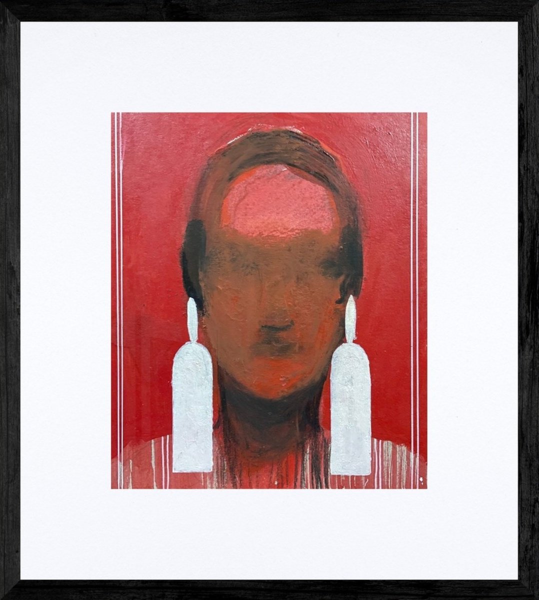 Abstract Portrait Painting By Gela Mikava, 14 X 16, The Bijouterie Series, Original Artwork