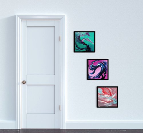 Oblivion, Triptych n° 3 Paintings, Original abstract, oil on canvas by Davide De Palma