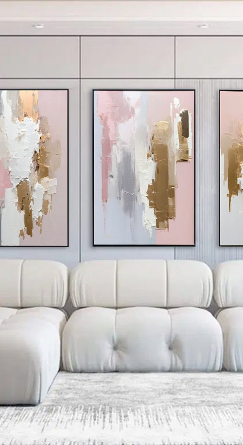Pink and Gold Abstract Set of 3 by Indie Ru