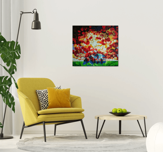 A unique day (80x90cm, cubism, oil painting, ready to hang)