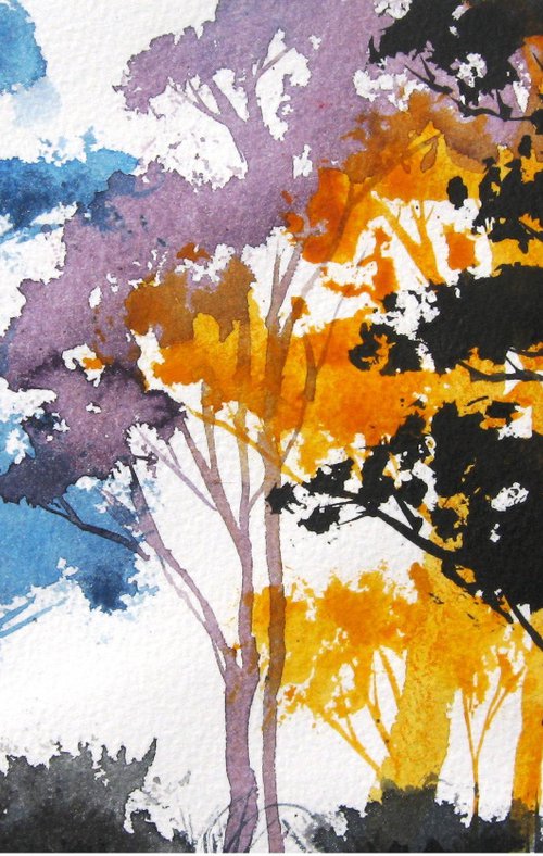 Aspen Colors 3 - Original Watercolor Painting by CHARLES ASH