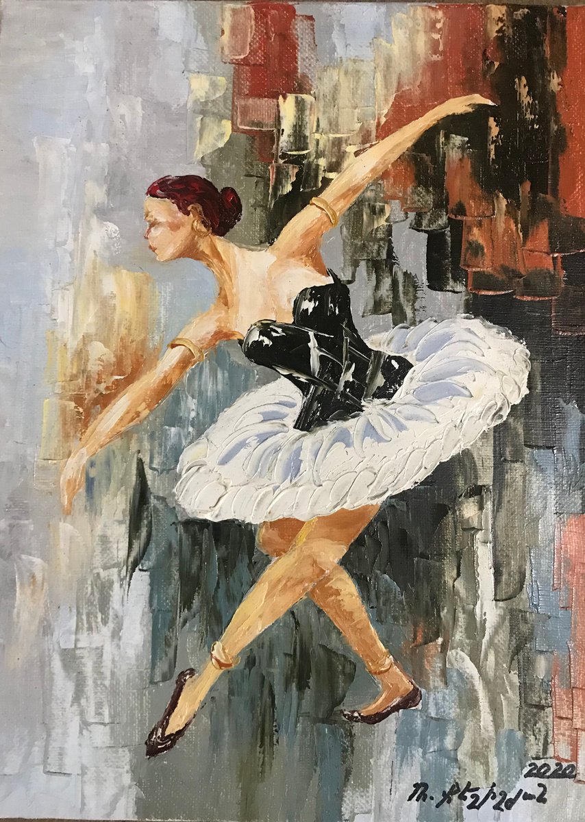 Ballerina 30x40cm, oil painting, ready to hang by Rafik Qeshishyan