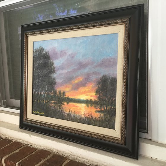 SUNDOWN ON THE RIVER - oil 11X14 (SOLD)