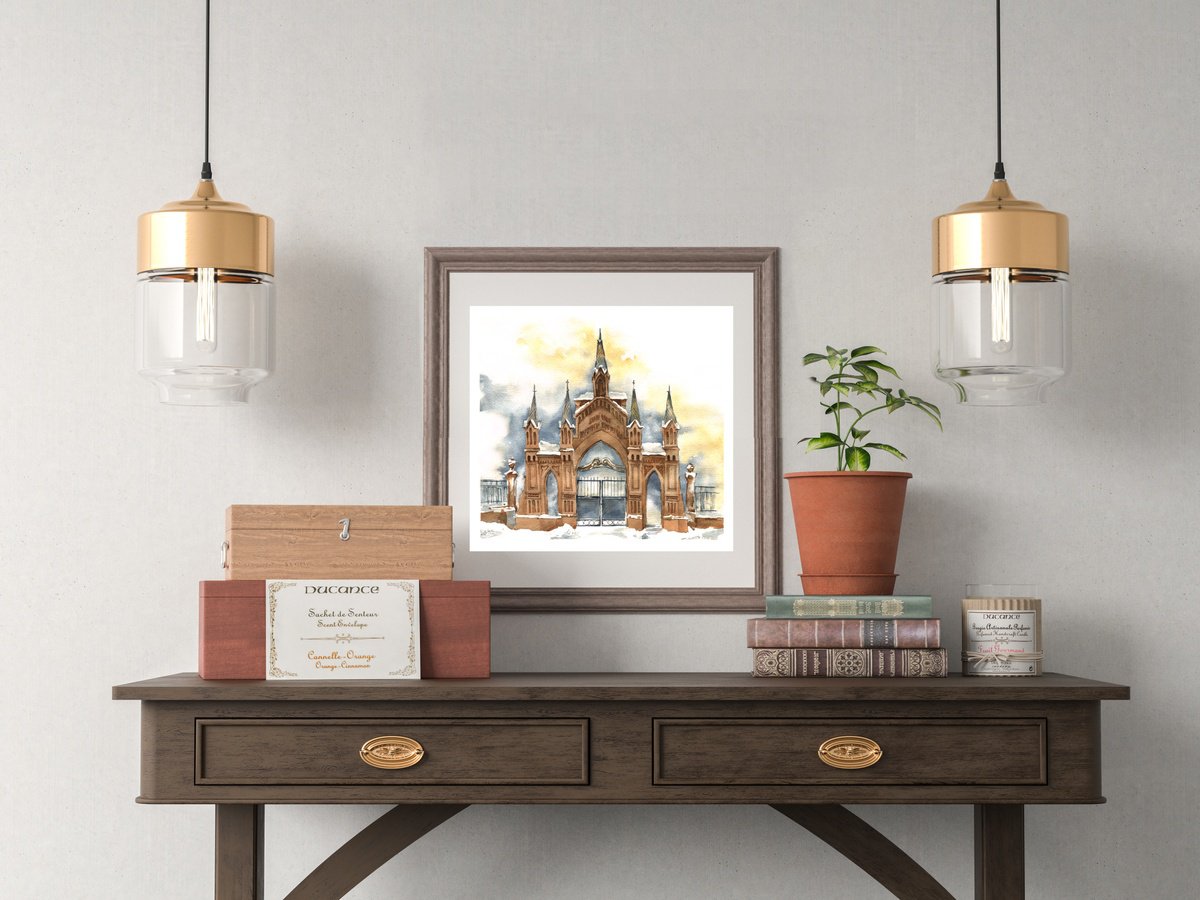 Impressionistic Cityscapes Watercolour By Ksenia Selianko, 11 X 10", "Brick Gate", Original Artwork