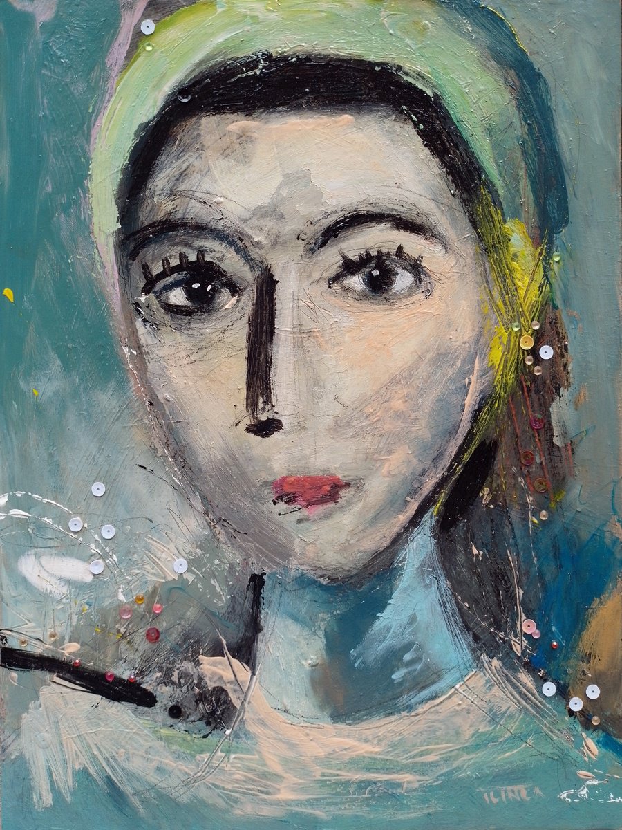 Girl With A Headband By Catalin Ilinca, 12 X 16, Artwork For Sale On Artfinder
