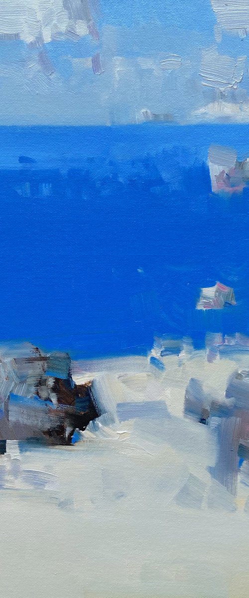 Bay Cliffs, Original oil painting, Handmade artwork, One of a kind by Vahe Yeremyan