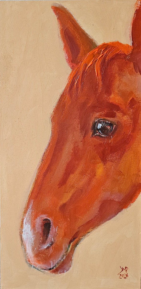 Orange Chestnut Horse Profile By Ksenia June, 7 X 14, Artwork For Sale On Artfinder