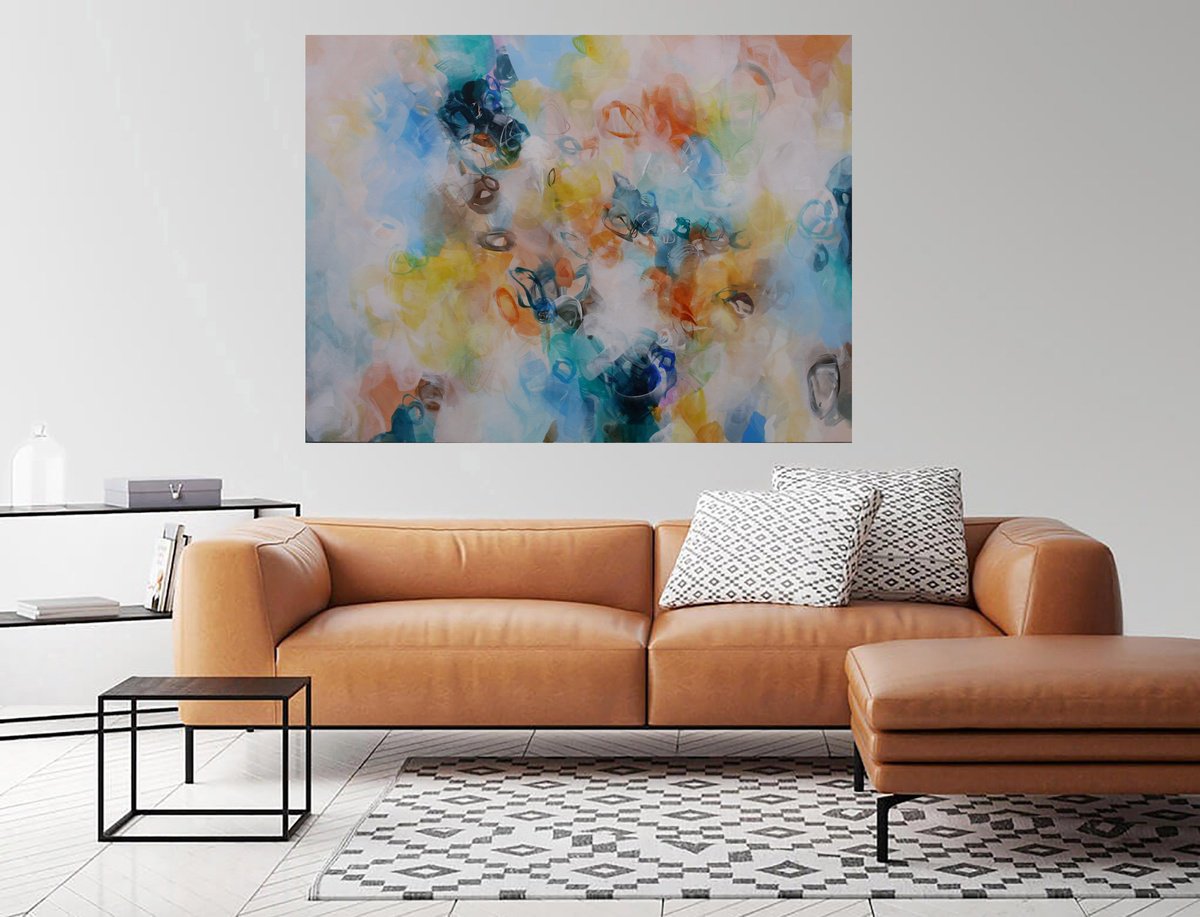 Abstract Acrylic Painting By Susan Wooler, 48 X 36", A Thousand Moments, Original Artwork