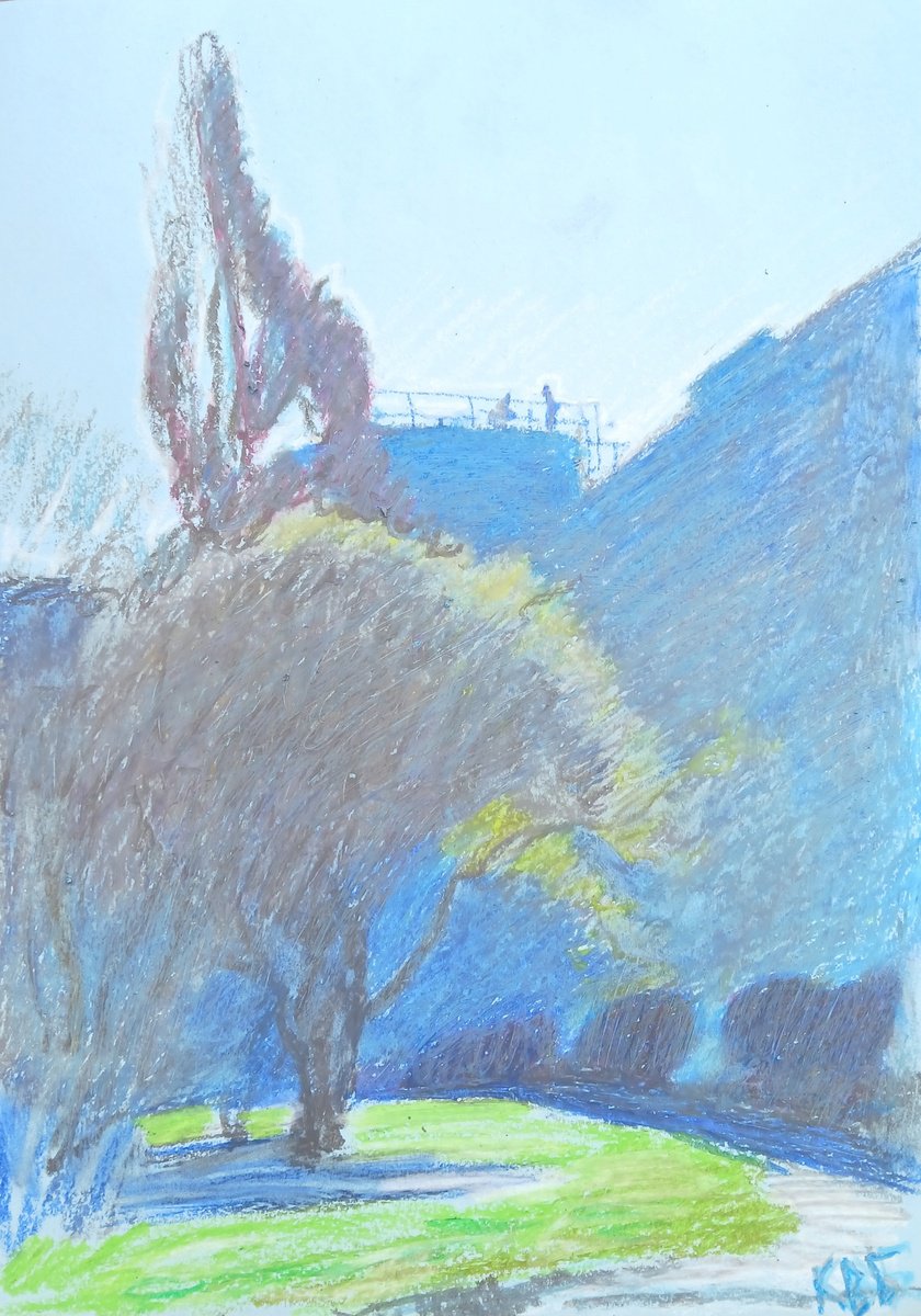 Impressionistic Cityscapes Pastel Drawing By Vasyl Koval, 9 X 13", Spring In The City, Original Artwork