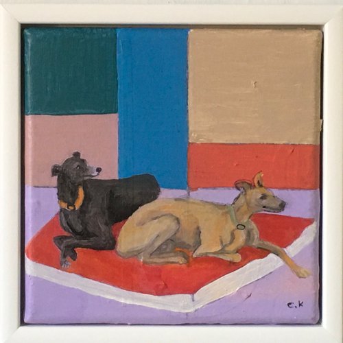 Two whippets by Chihiro Kinjo
