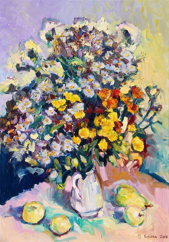 Autumn Flowers 60X85 cm, original oil painting, by Dima Braga