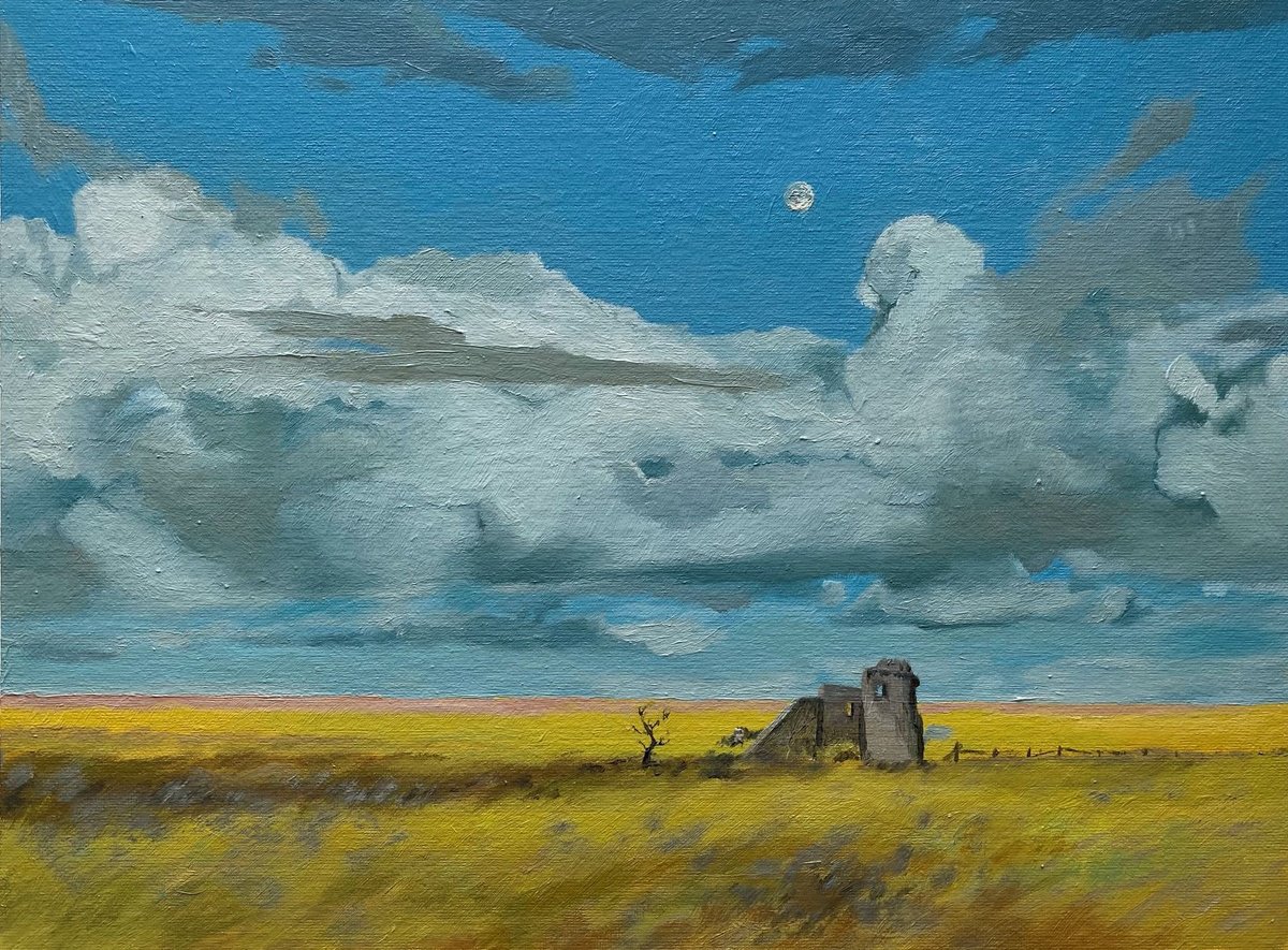 Impressionistic Landscape Oil Painting By Bohdan Vykhrenko, 16 X 12, Fort Ruins, Original Artwork