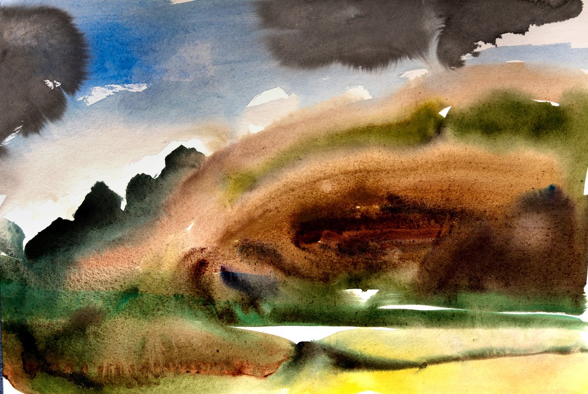 Impressionistic Watercolour , Passing Shower 2 By Elizabeth Anne Fox, 24 X 16, Artwork For Sale On Artfinder