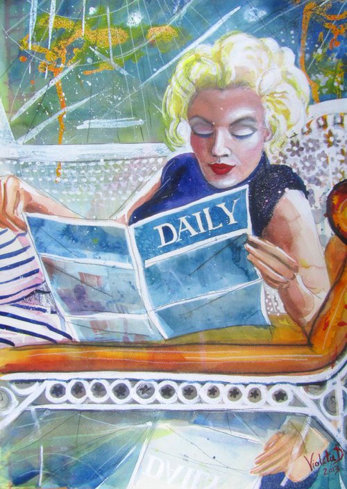 Marilyn Monroe reading by Violeta Damjanovic-Behrendt