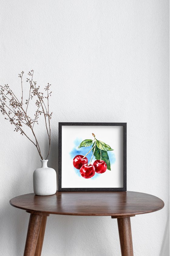"Cherry" from the series of watercolor illustrations "Berries"