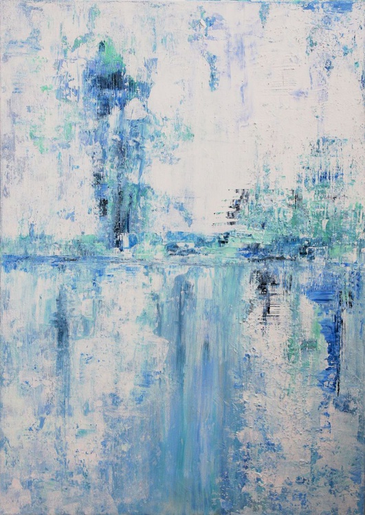 Frozen River Abstract Painting 50x70 Cm Artfinder