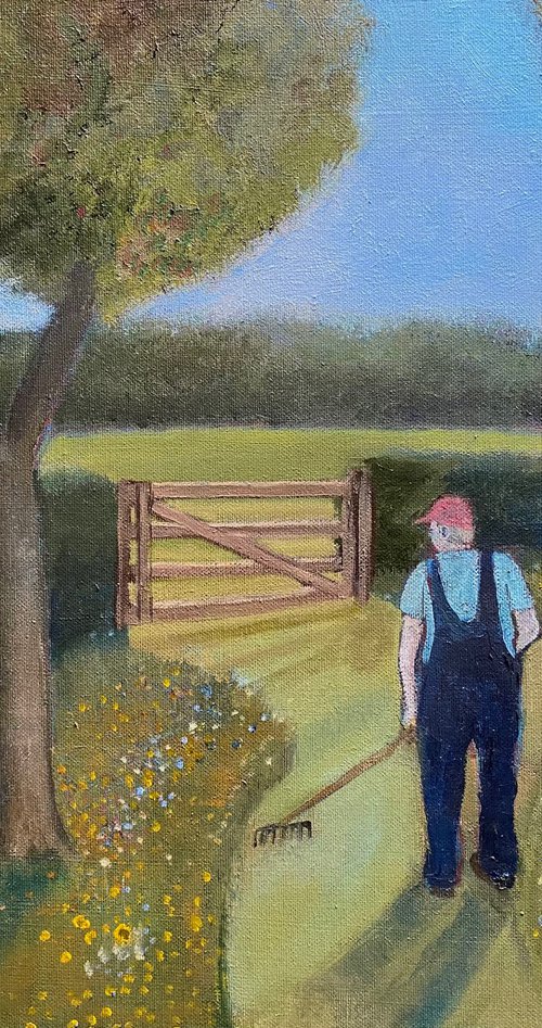 Gardener in Wild Flower Patch by Nigel Sharman